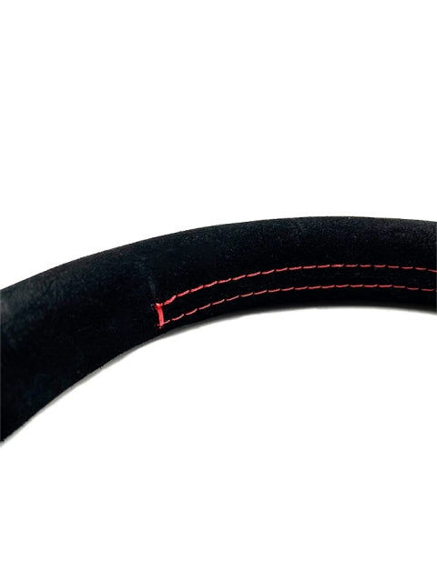 Mugen Racing III Steering Wheel - 350mm (Black Suede / Red Stitch)