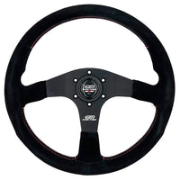 Mugen Racing III Steering Wheel - 350mm (Black Suede / Red Stitch)