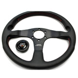 Mugen Racing III Steering Wheel - 350mm (Black Leather / Red Stitch)
