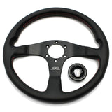 Mugen Racing III Steering Wheel - 350mm (Black Leather / Red Stitch)