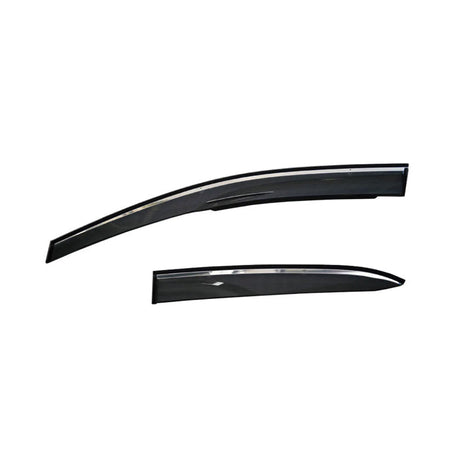 TOM'S Racing sports side window visors for Toyota Corolla Hatchback 2019+ and GR Corolla 2023+ in dark smoked acrylic with aerodynamic design.