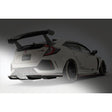 Varis Arising-I rear diffuser on white 2017-2021 Honda Civic Type R FK8 with carbon fiber aerodynamic enhancements