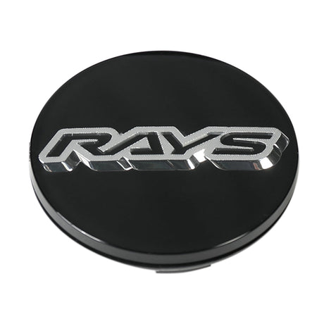Black and chrome Volk Racing Center Cap Model-03 with raised RAYS logo, sold individually for GT090 and G025 wheels