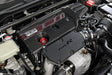 HKS Carbon Engine Cover in red carbon Kevlar on 2017+ Honda Civic Type R FK8 engine bay with premium twill weave finish