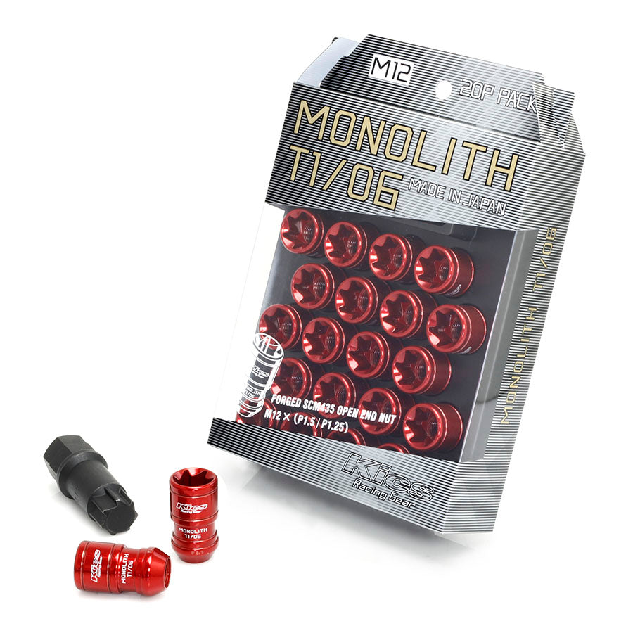 The Project Kics MONOLITH T1/07 Wheel Nuts are a designed for wheels with larger lug holes. These are an open end type nut, but there are inner caps available. For tLug NutsProject Kics